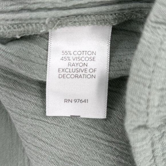 J. Jill Blouse Size S Green Boho Crinkle Texture Oversized Crochet Lace Trim - Picture 10 of 11